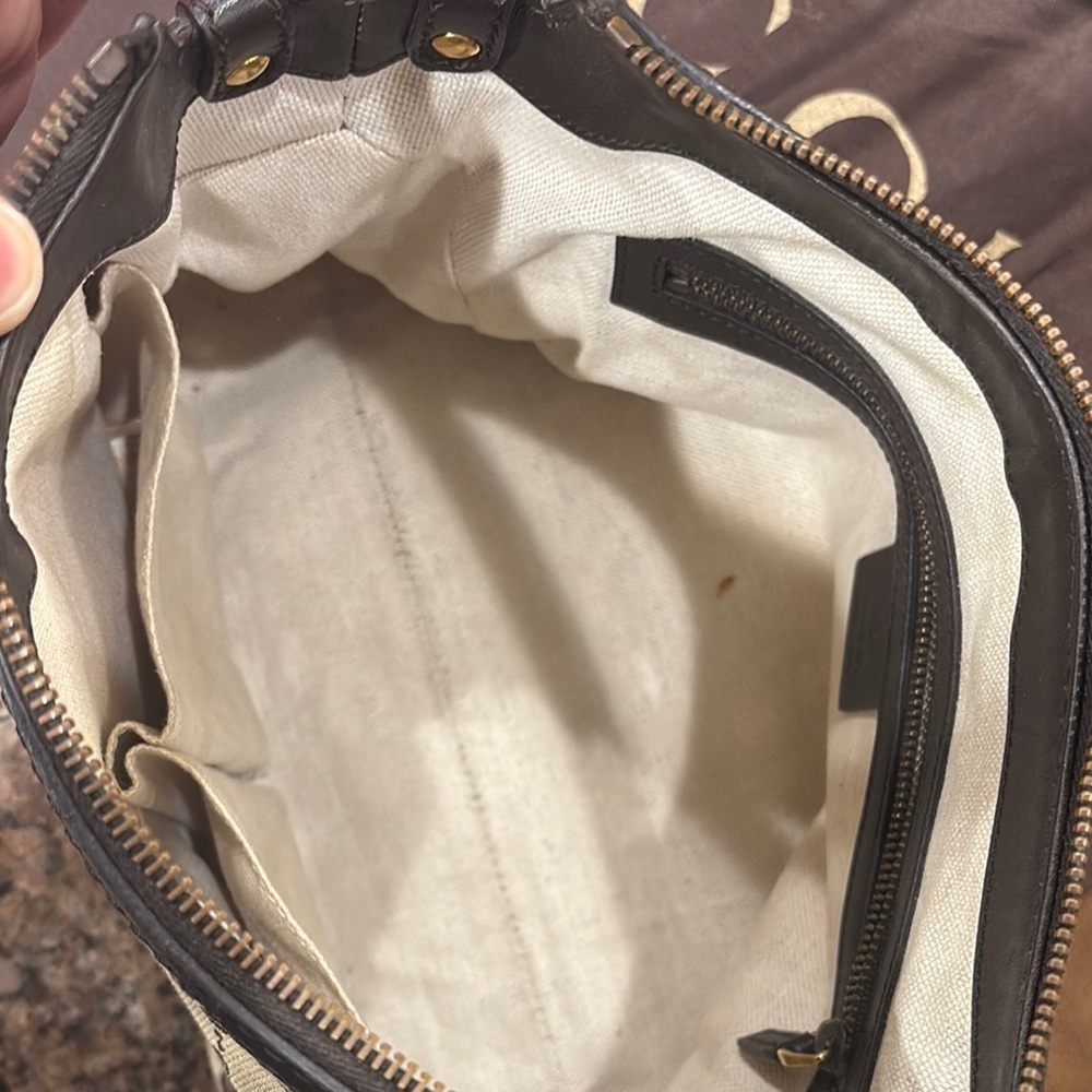 Gucci Monogram Beige and Brown Shoulder Bag - Picture 6 of 13